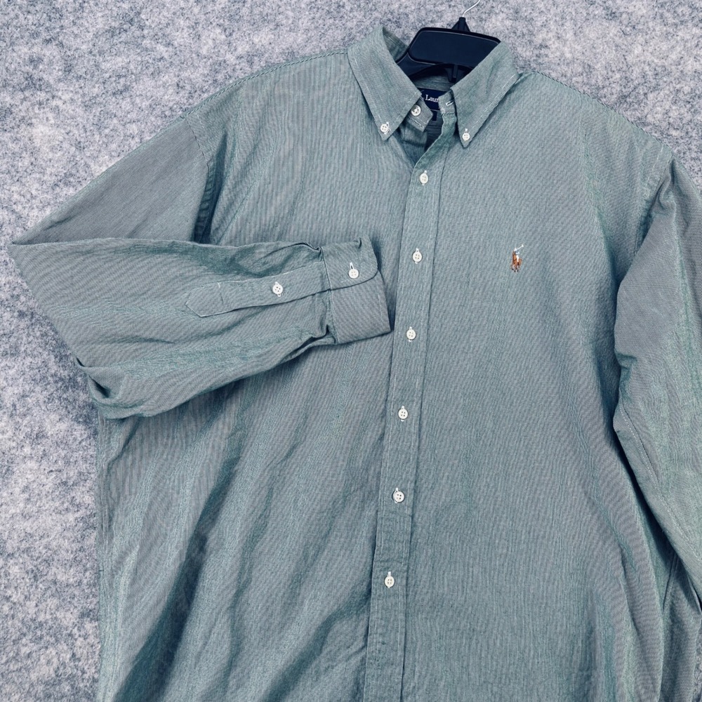 Polo Ralph Lauren Blake Shirt Men XL Green Micro Check Button Down Flesh Pony